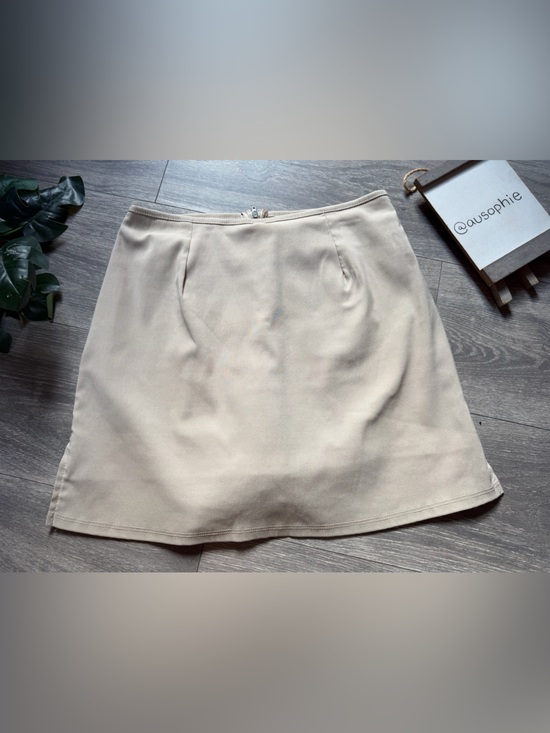 Vintage Dresses & Skirts - Vintage 90s Wild Cat Tan Mini Skirt w Built In Shorts. Size M